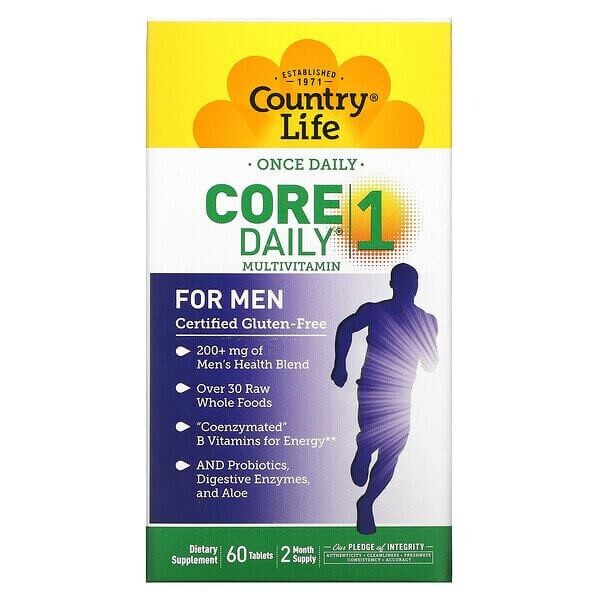 

Мультивитамины для мужчин, Core Daily-1, Country Life, 60 таблеток