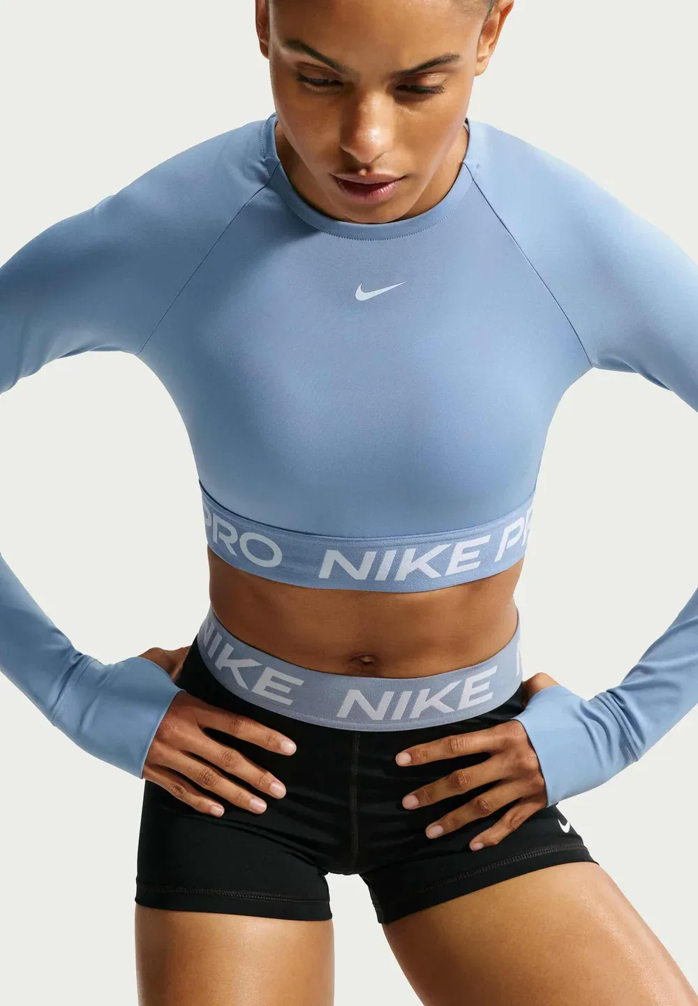 Nike Pro DF 365 Crop LS - футболка с длинными рукавами Nike Performance, Work Blue/White — фото 3