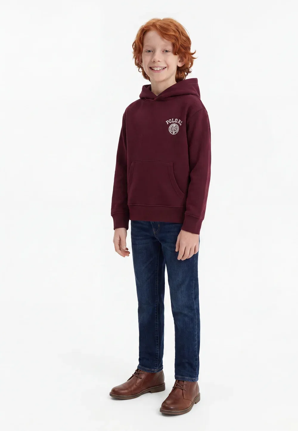 Толстовка с логотипом большого размера, размеры 7-14 лет - худи Polo Ralph Lauren, Rich Ruby