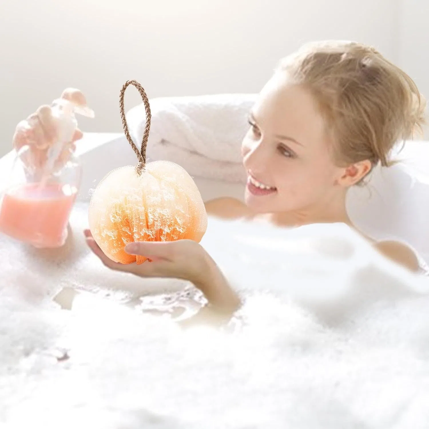 Мочалка для тела Luffa, Generic, 1 шт, 14 см, Orange1 — фото 2