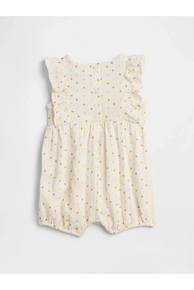 Детское боди-комбинезон для девочек с принтом Gauze Ruffle Romper Jumpsuit Gap, Cream-000 — фото 3