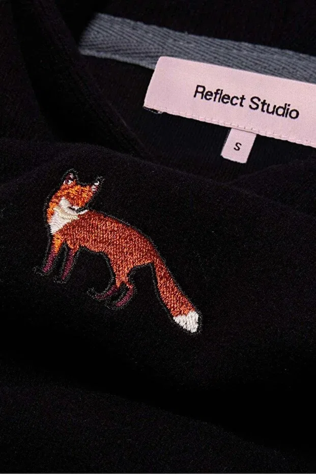 Детское худи для девочек с принтом Red fox supersoft kids hoodie Reflect Studio, Black — фото 3