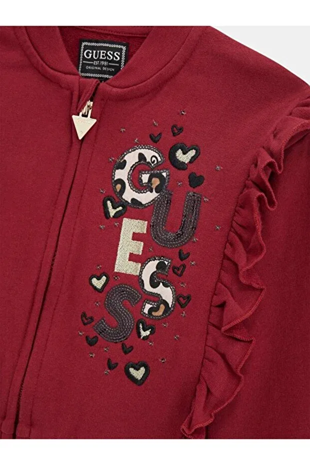 Детское худи для девочек из флиса с принтом Guess, Red — фото 3