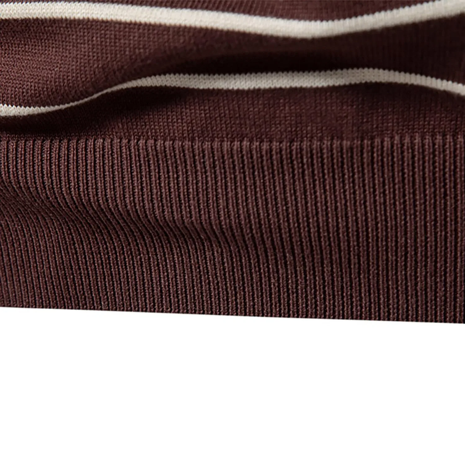 Мужской свитер с круглым вырезом и полосатым принтом, с длинным рукавом, Slim Fit, Dark Khaki — фото 4