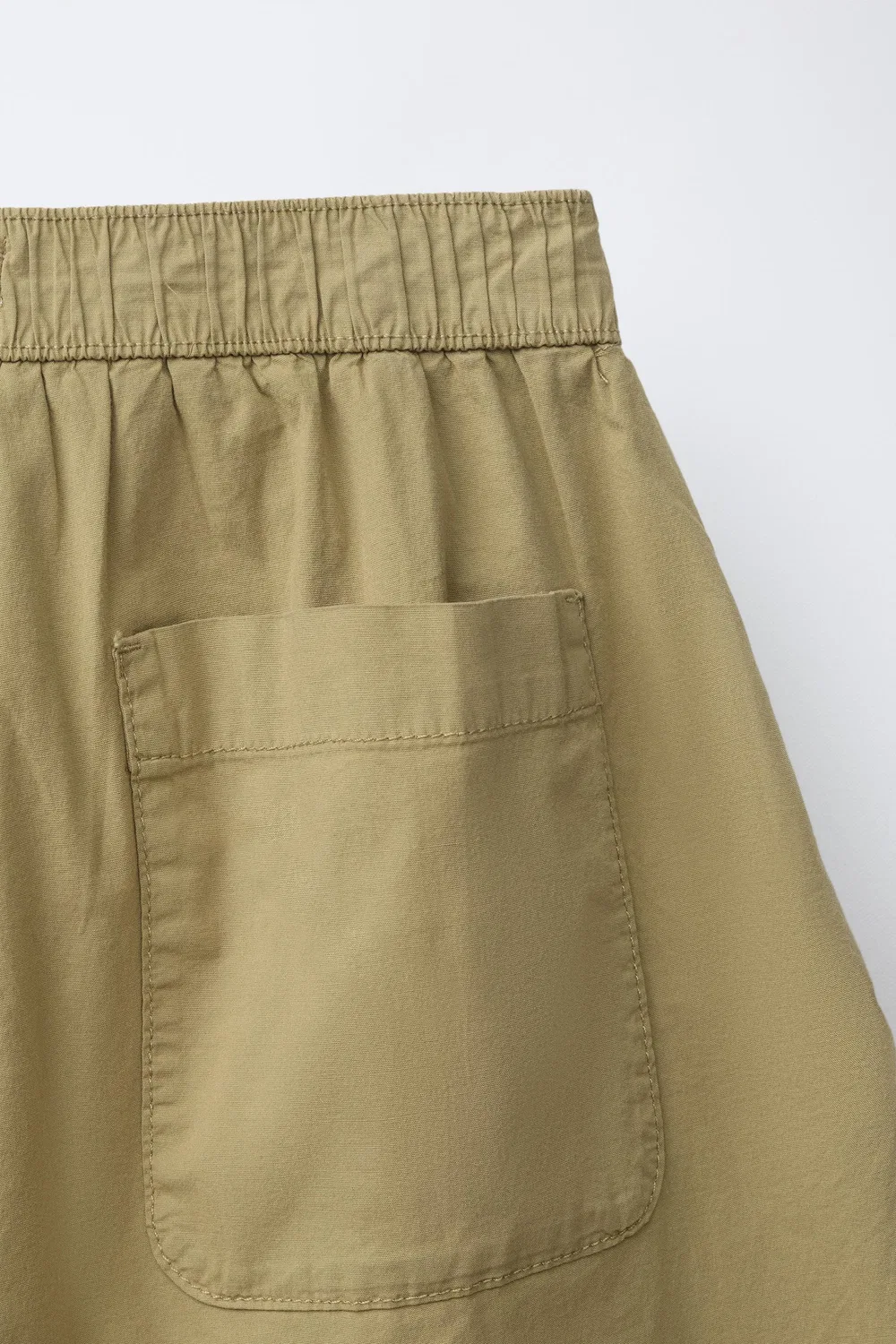 Шорты-бермуды Poplin Barrel ZARA, Khaki — фото 4