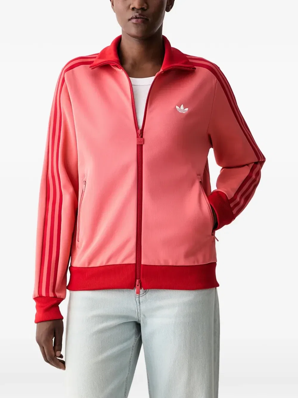 Спортивная куртка в полоску с вышитым логотипом Adidas, розовый