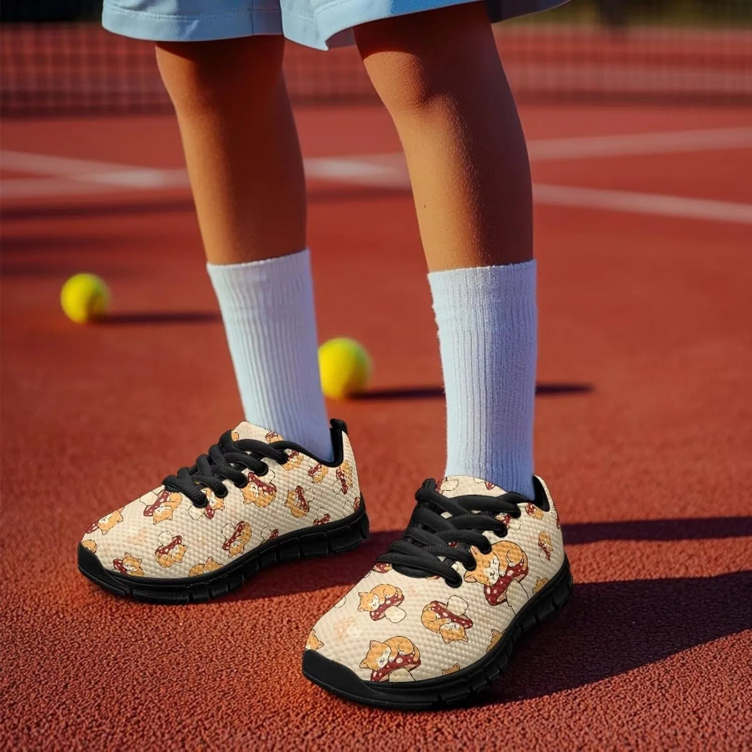 Детские дышащие слипоны с принтом Blue Golf Ball Shoes Pointodoor, Cats Mushroom — фото 3
