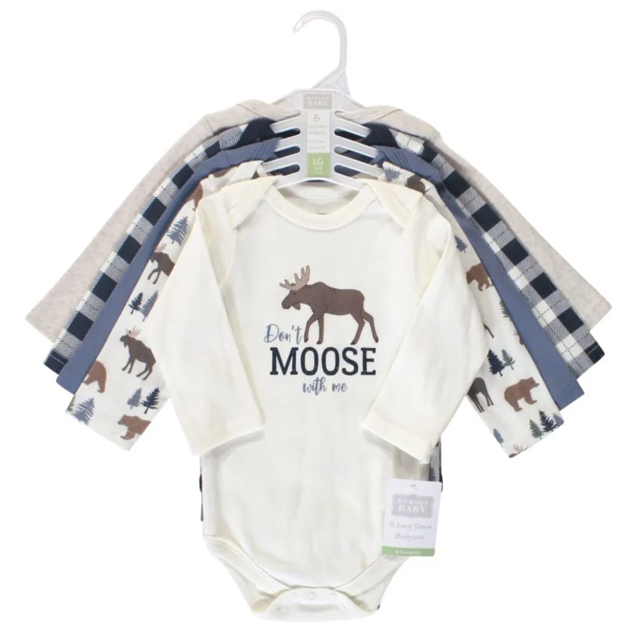 Коллекция из пяти хлопковых боди с длинными рукавами Hudson Baby, Moose Bear — фото 3