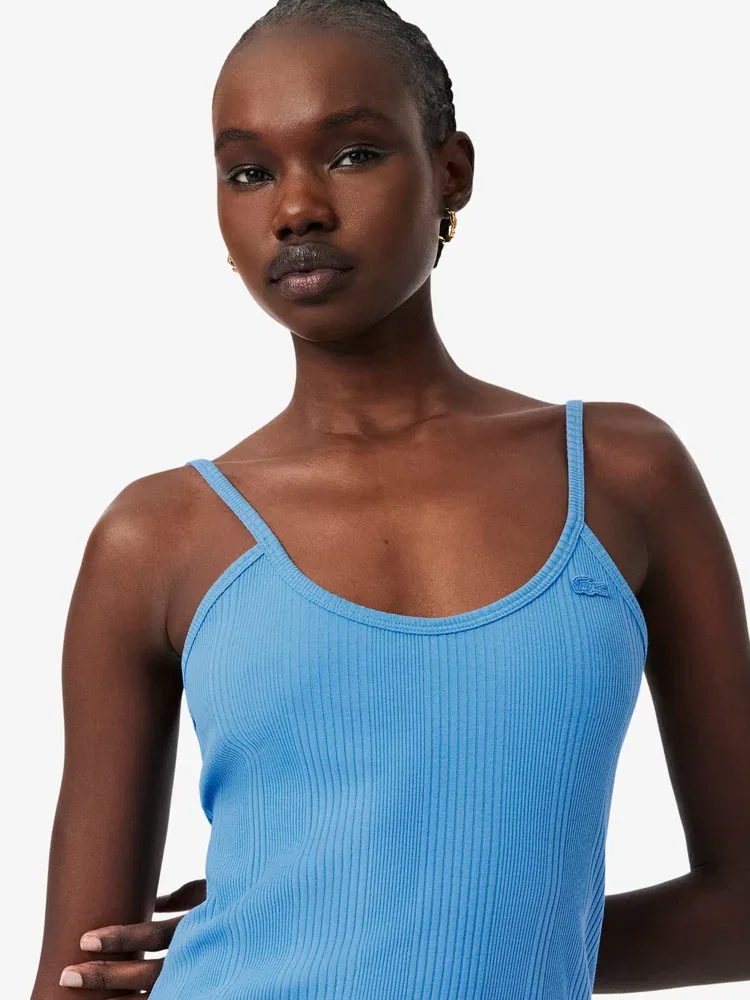Платье LACOSTE Royal Blue без рукавов, длинное, хлопок с эластаном — фото 2