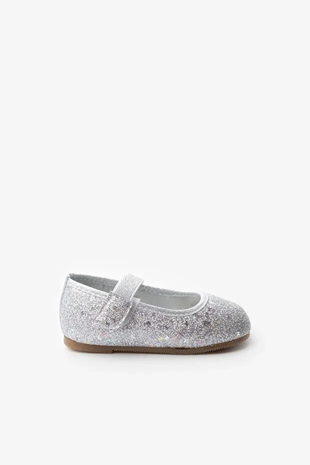 Детские балетки для девочек серебристые Silver butterfly Le Mabelle, Silver — фото 2