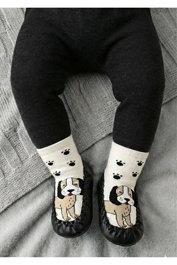 Детские носки-пинетки из кожи с принтом Basics Numix Baby Kids, Black