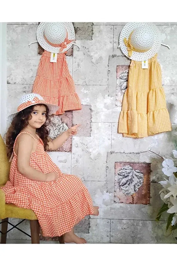Детское платье для девочек с принтом Orange Bow Dress With Poti Hat Ant, Red — фото 3