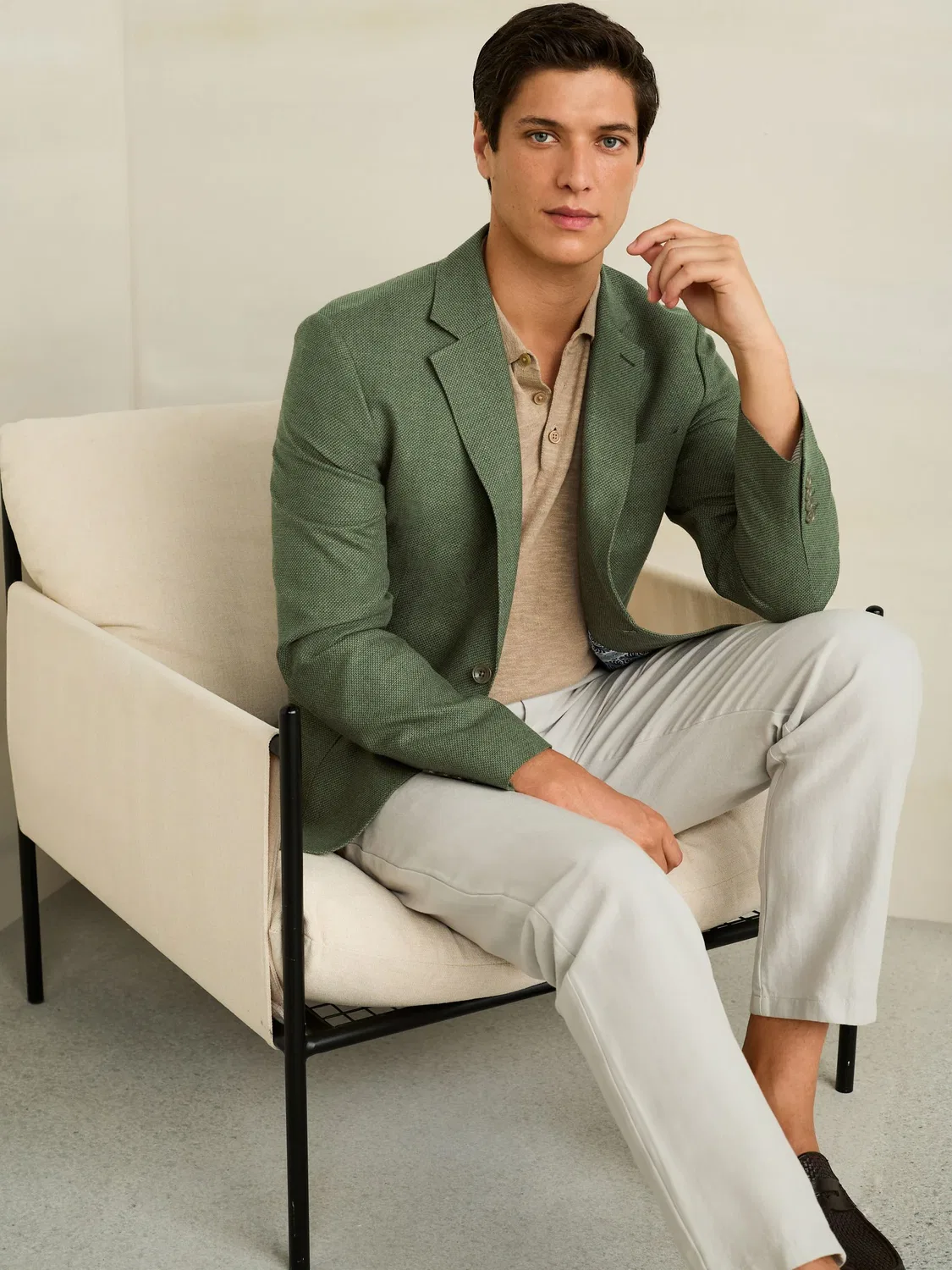 Блейзер из льняной смеси, Slim Fit Next, зеленый — фото 2