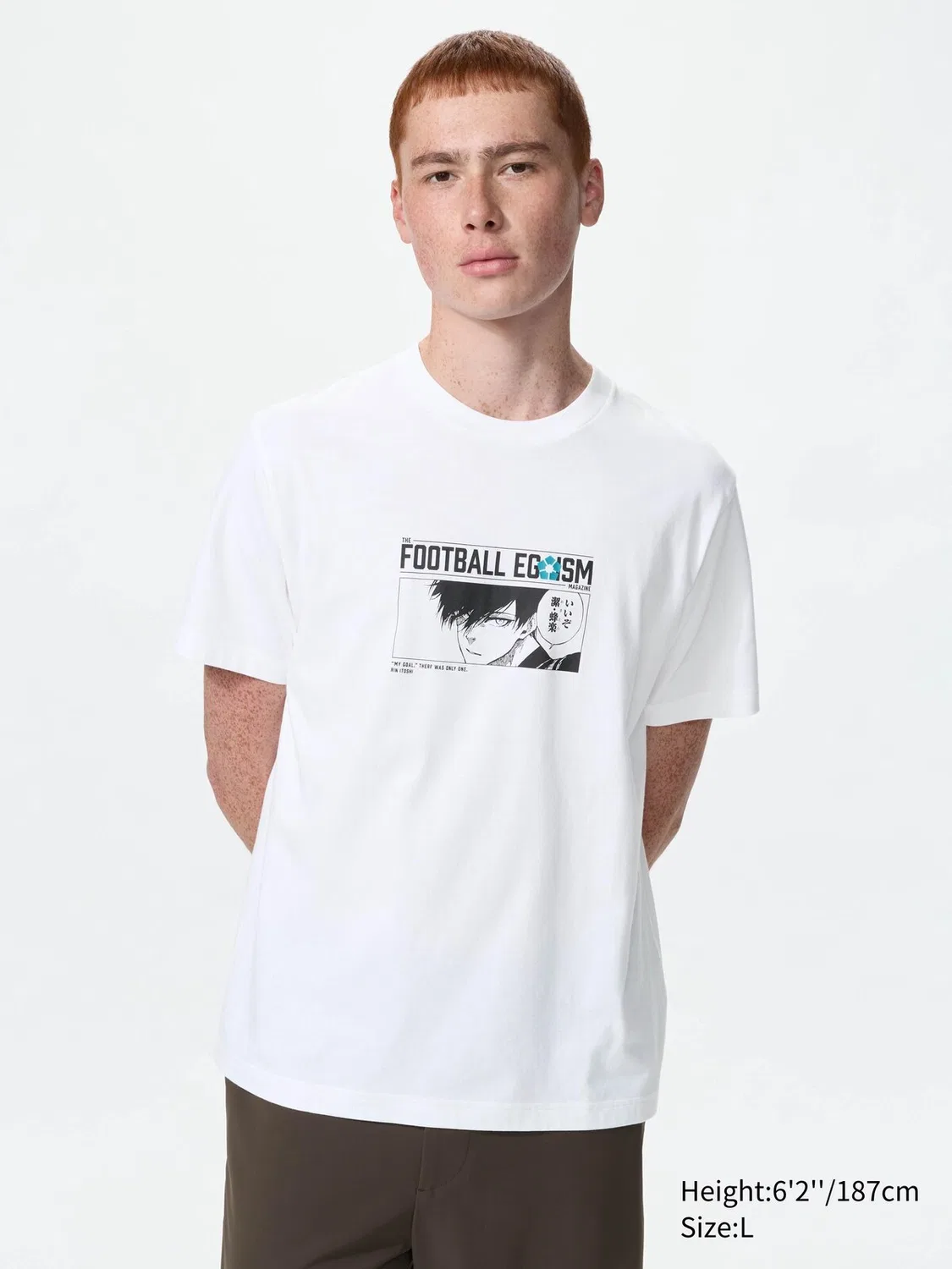 Футболка с коротким рукавом Uniqlo Blue lock ut, графический принт, белый — фото 2