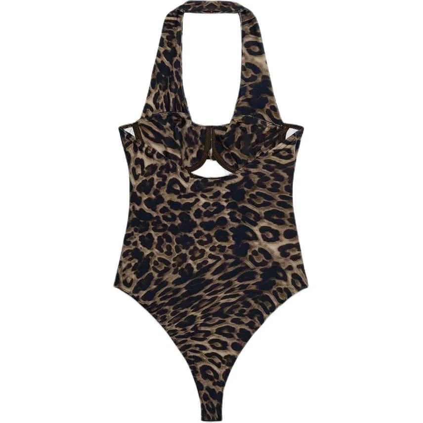 Женское боди с принтом леопард Halter ZARA, Leopard Print — фото 3