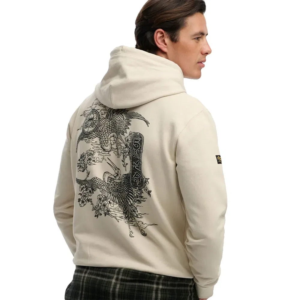 Худи свободного кроя Tokyo Narrative Superdry, бежевый — фото 4