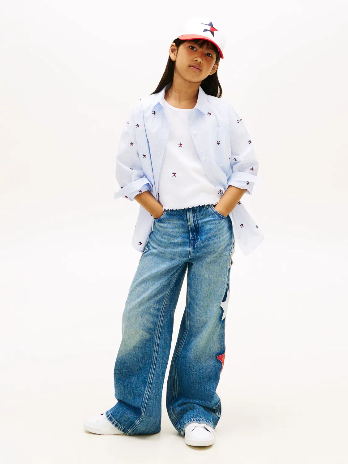 Детская рубашка для девочек с длинным рукавом Tommy Hilfiger, Azul — фото 4