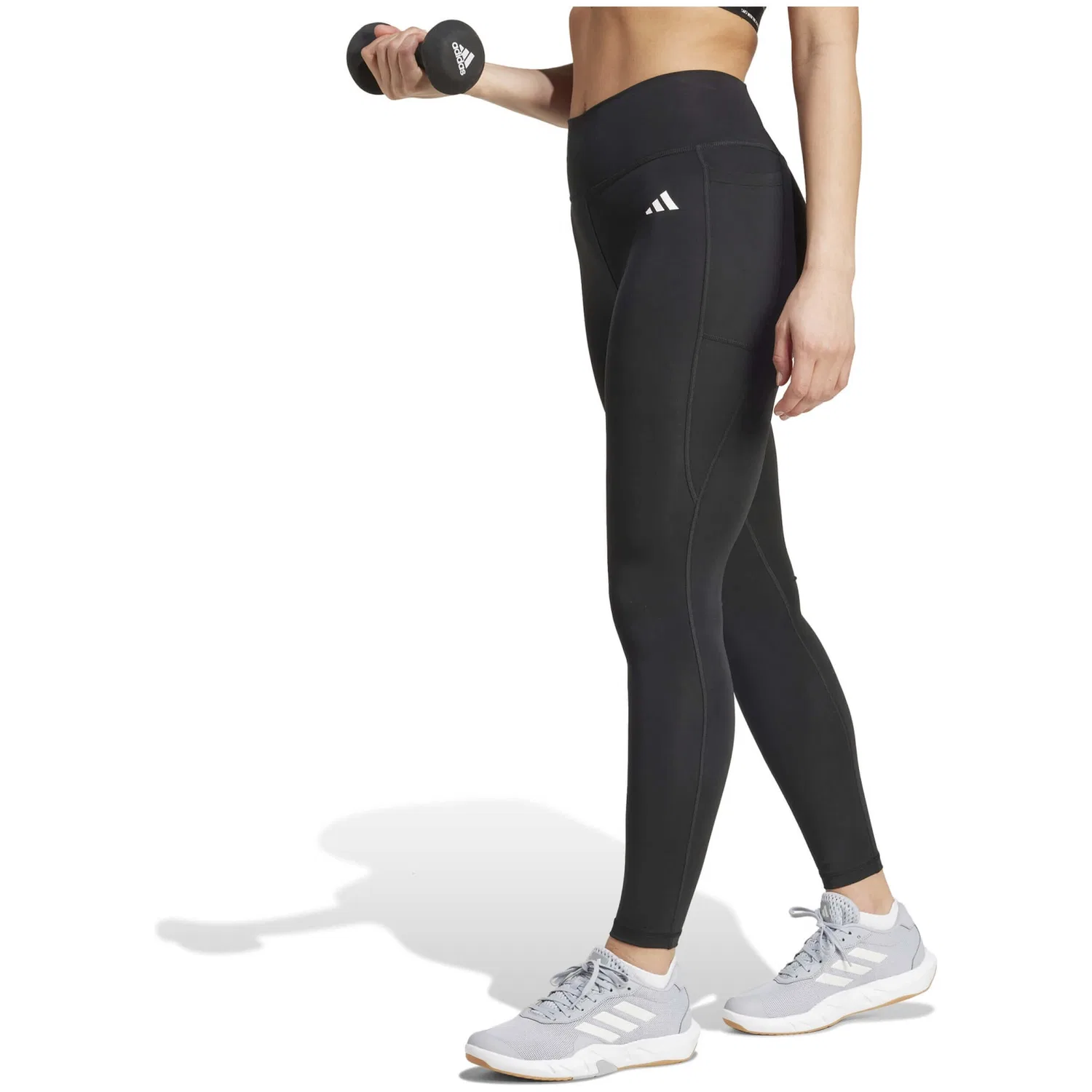 Женские леггинсы для тренировок с высокой посадкой Optime Essentials Stash Pocket Leggings Adidas, Schwarz — фото 4