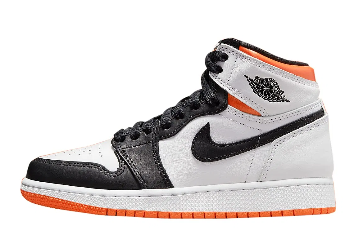 Детские кроссовки для мальчиков кожаные Air Jordan 1 NIKE, White Orange Black