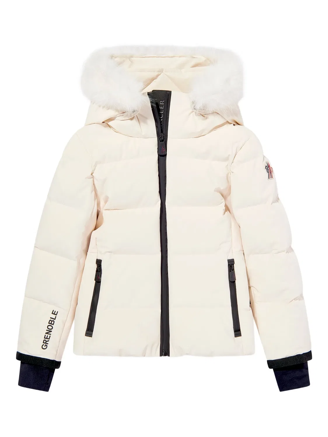 Куртка с воротником из меха MONCLER GRENOBLE, кремовый