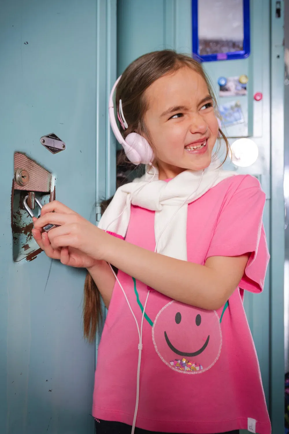 Детская футболка для девочек с принтом смайлик Ivy Kids Deux par Deux, розовый — фото 2