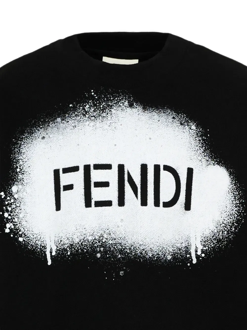 Свитер с логотипом и эффектом напыления Fendi Kids, черный — фото 3
