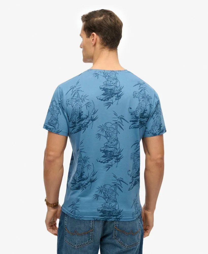 Мужская футболка с принтом Classic Superdry, Tiger Outline Blue — фото 4