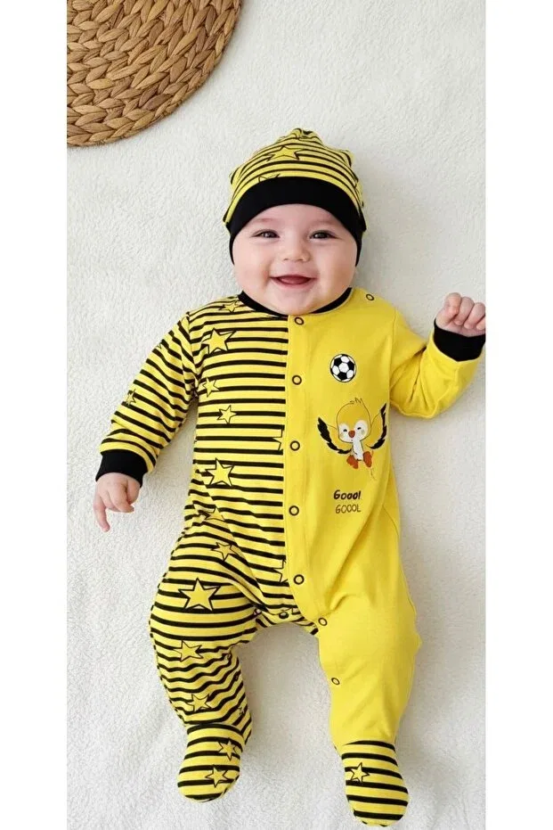 Детский комбинезон для девочек хлопковый Babix, Yellow Navy Blue Baby Fan, Yellow