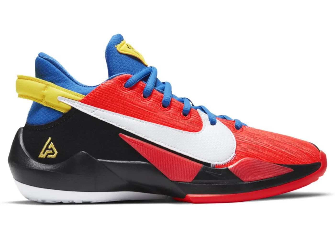 Детские кроссовки для мальчиков баскетбольные Nike Zoom Freak 2, Bright Crimson/White/Opti Yellow/Signal Blue