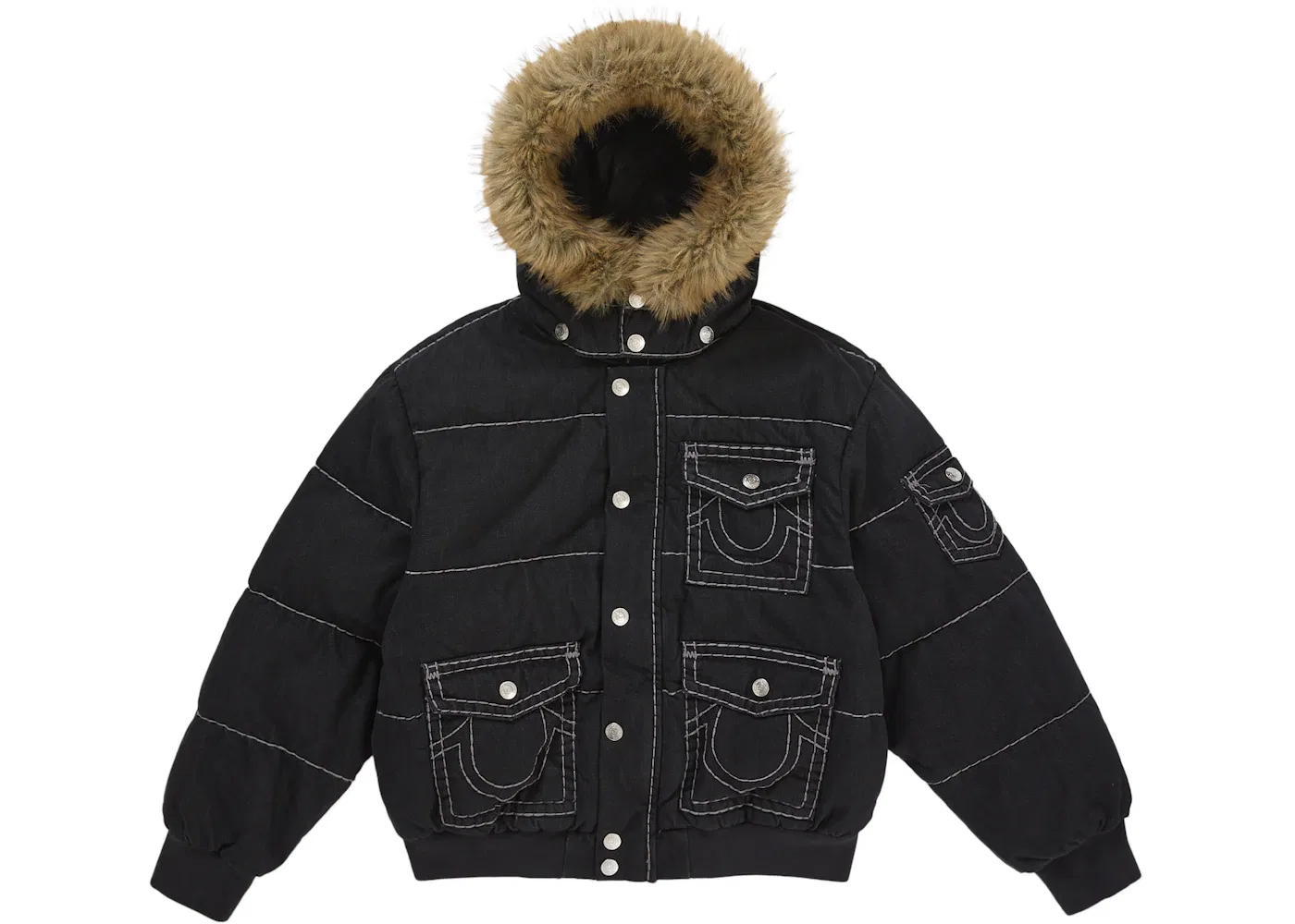 Мужская куртка-пуховик с принтом Supreme True Religion Jacket, Black