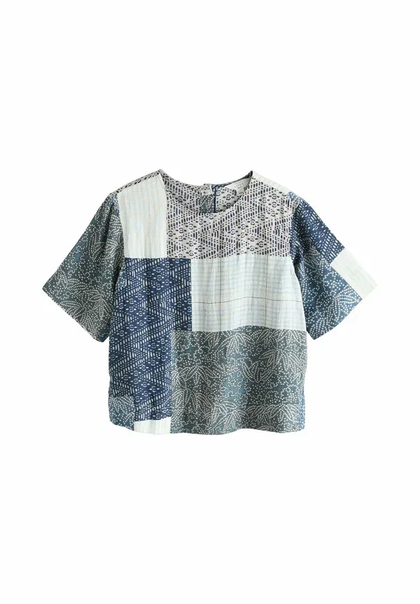 Блуза с принтом Next Blue White Patchwork Print, белый
