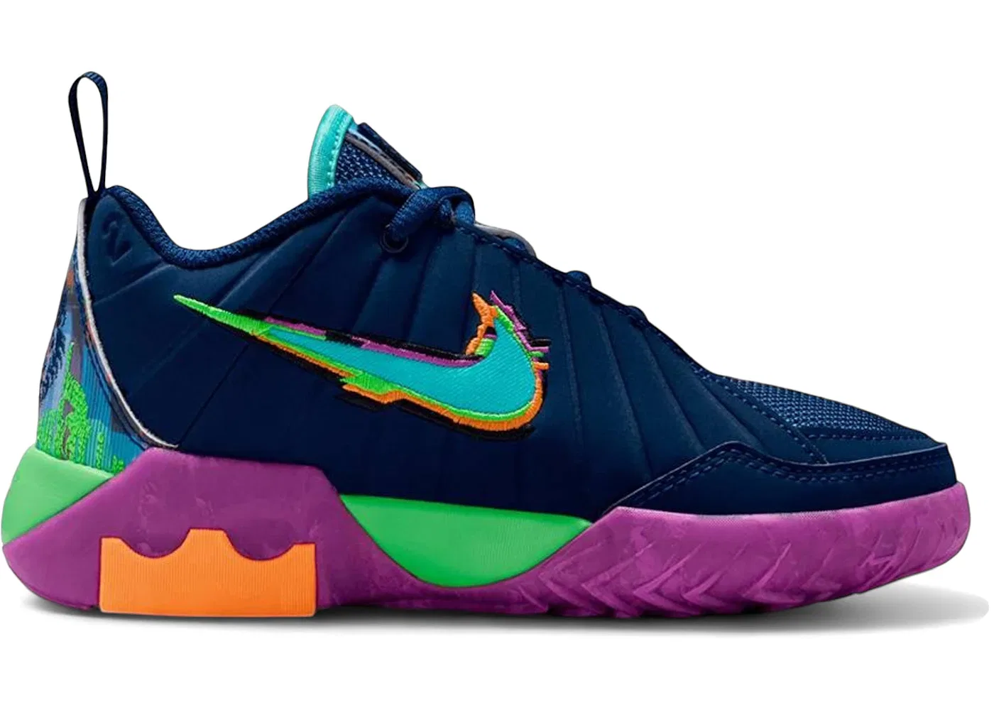 Детские кроссовки для мальчиков с высокой производительностью Nike LeBron Witness 9, Blue Void Bleached Turquoise Vivid Purple Green Strike