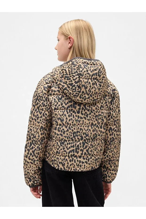 Детское пальто для девочек с принтом ColdControl Puff Jacket Gap, Brown-001 — фото 4