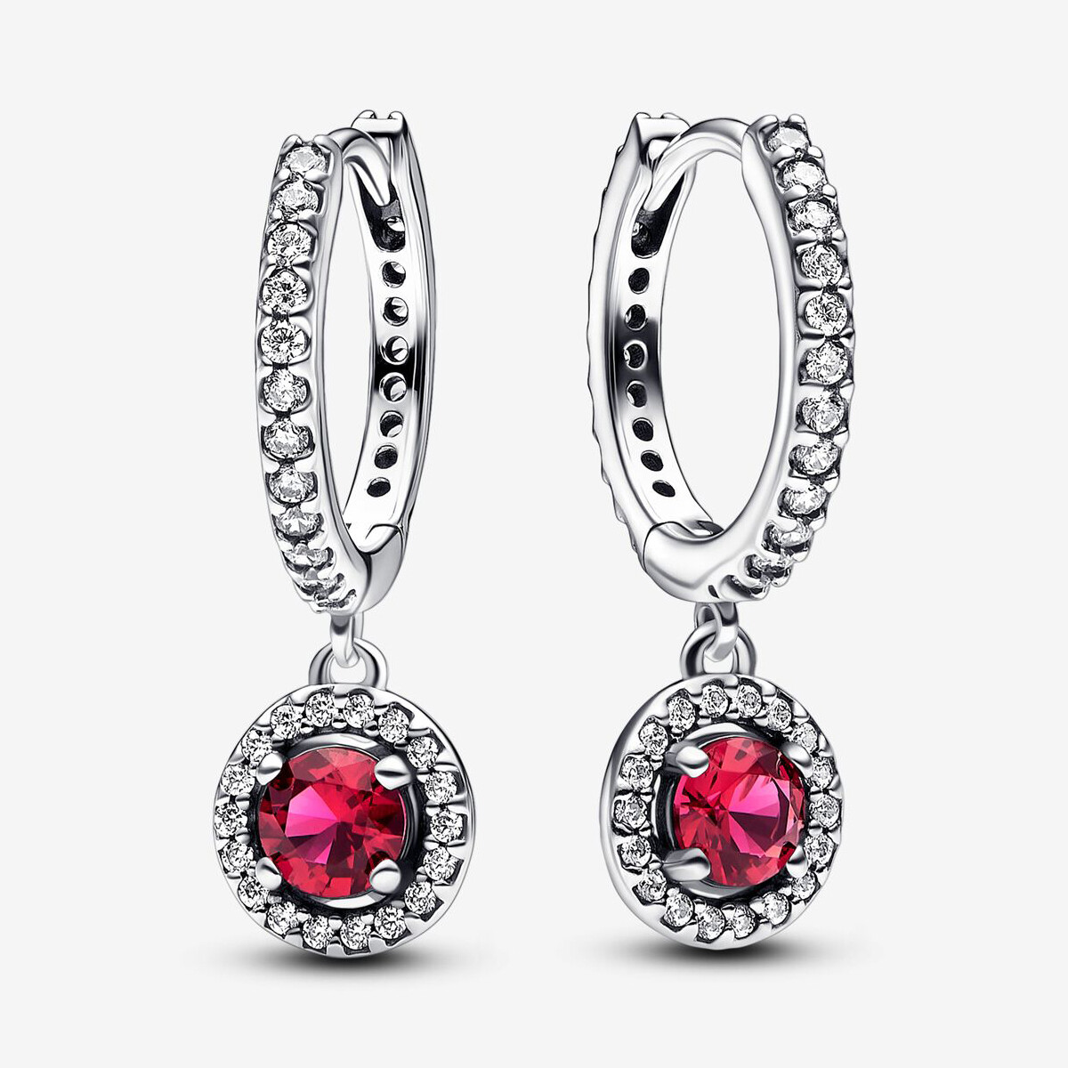 

Серьги Pandora Round Sparkling, красный