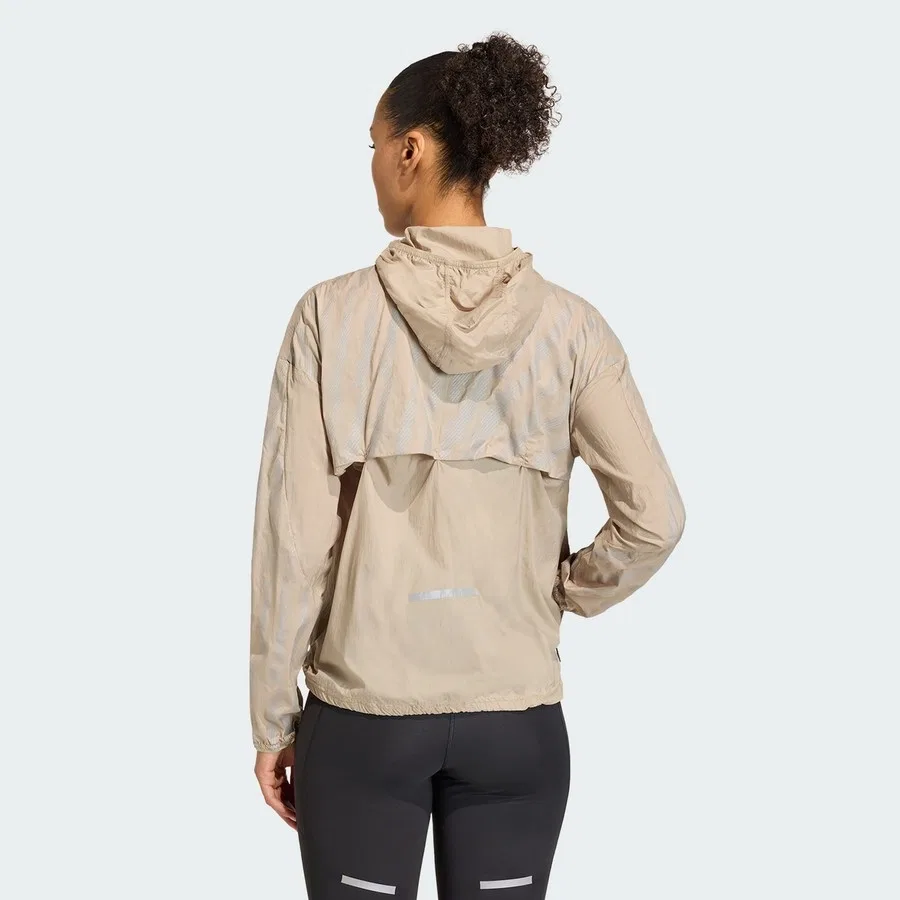 Женская ветрозащитная куртка с капюшоном Adi365 Running Reflective Jacket adidas, Черный — фото 2
