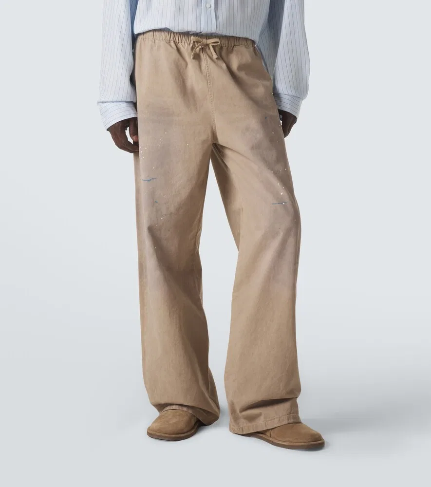 Широкие брюки из хлопковой саржи Acne Studios, бежевый — фото 3