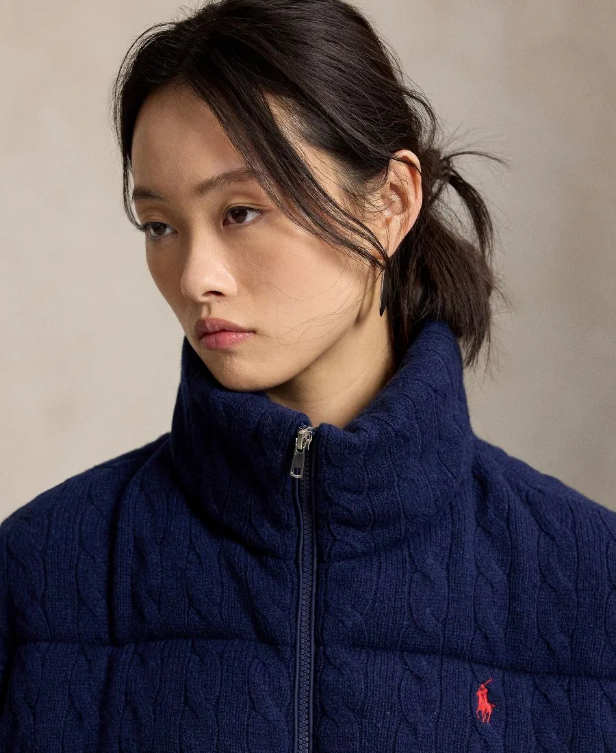 Куртка-пуховик с воротником-стойкой, модель Mock-Neck Puffer Jacket Polo Ralph Lauren, Spring Navy Heather — фото 4
