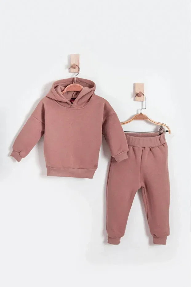 Детский комплект из свитшота и брюк с капюшоном Littlepoffy, Coffee — фото 2