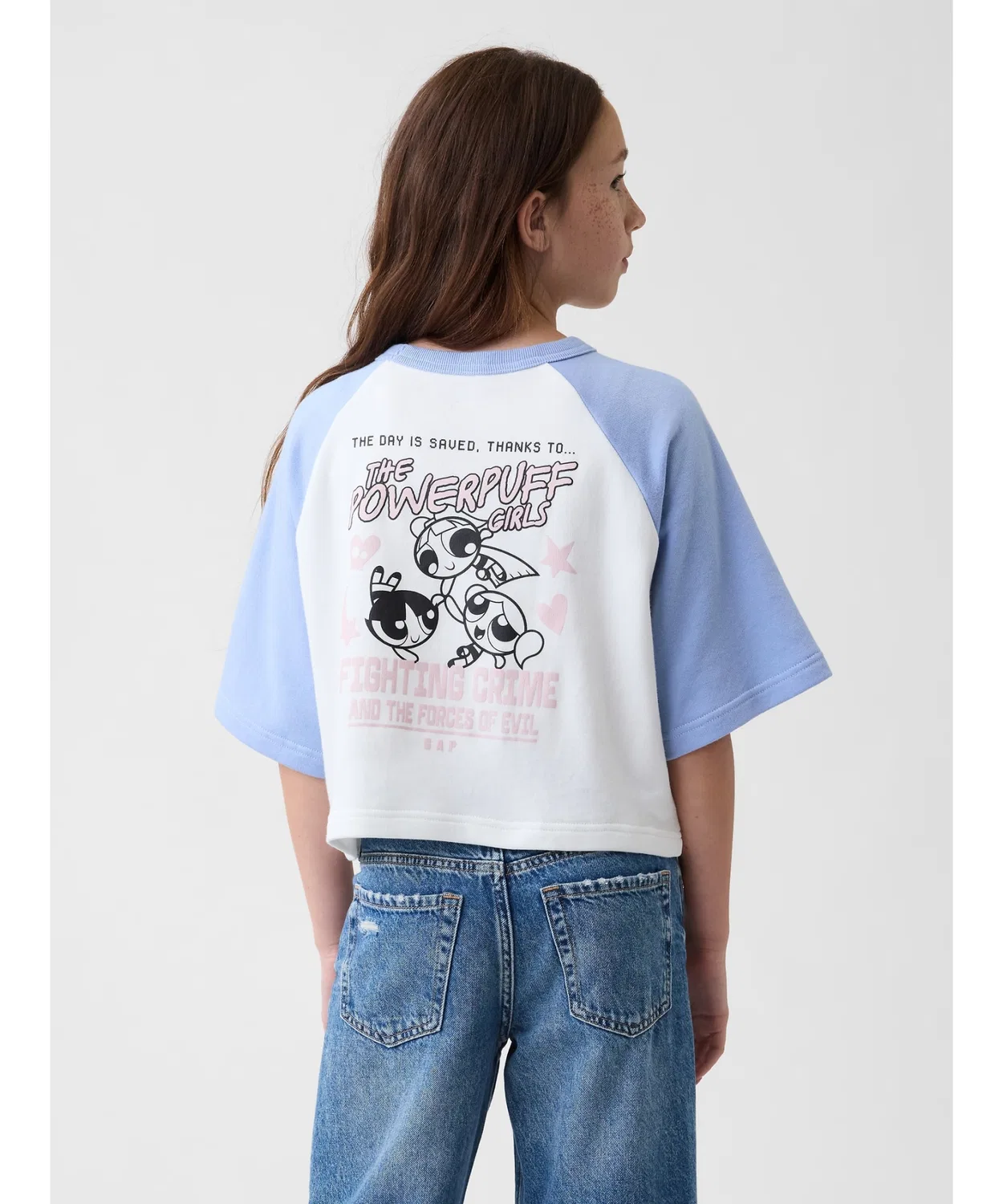 Детский свитшот с принтом Powerpuff Girls, хлопковый GAP, Blue