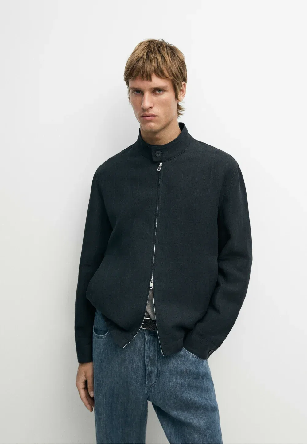 Куртка-Бомбер Massimo Dutti, Mottled Dark Blue