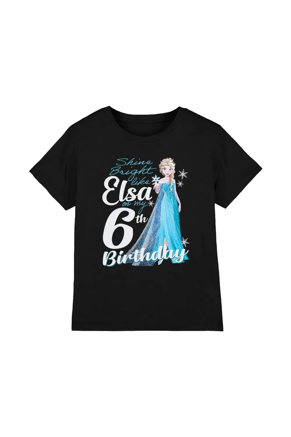 Детская футболка с принтом Bright Like Elsa 6th Birthday Frozen, Black