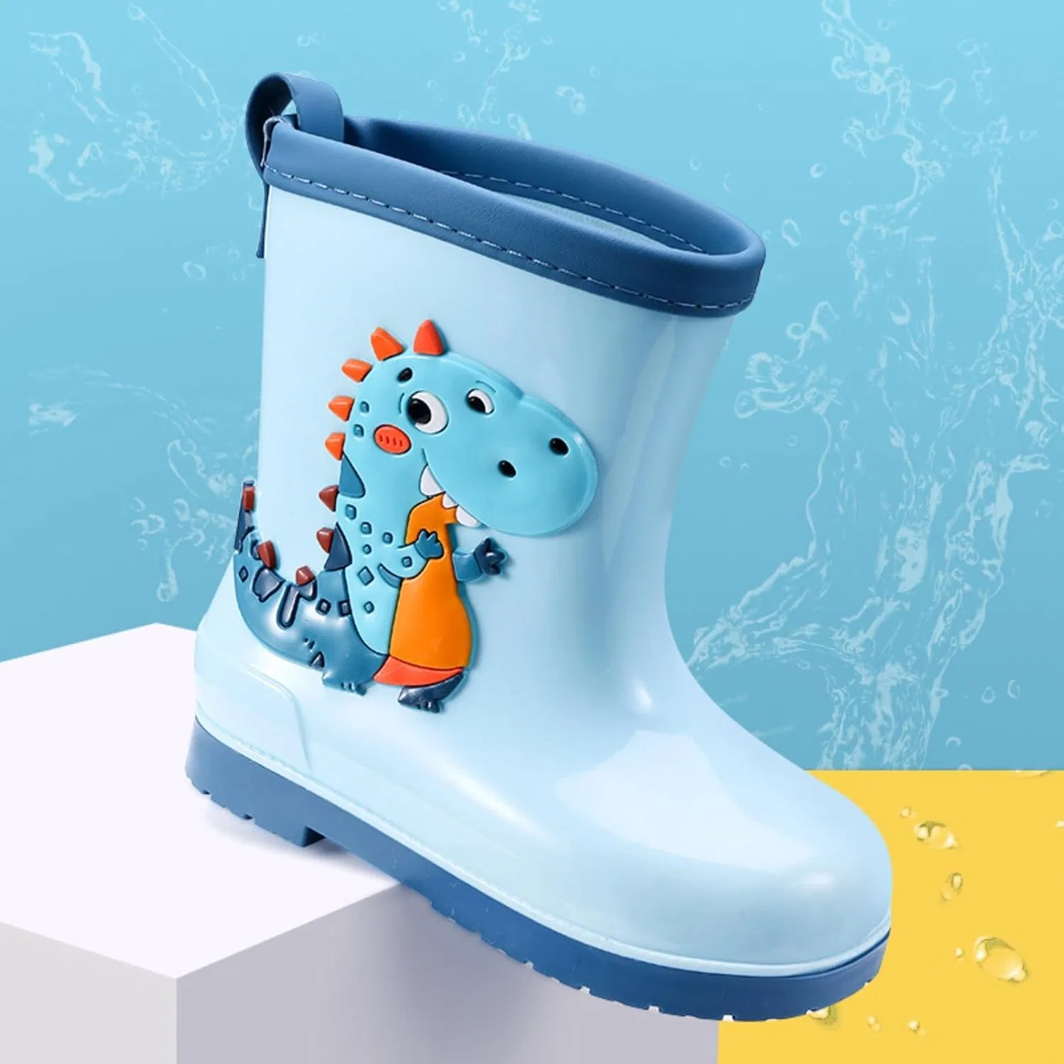 Детские сапоги для мальчиков с принтом динозавров Boys Dinosaur Rain Boots, Blue — фото 3