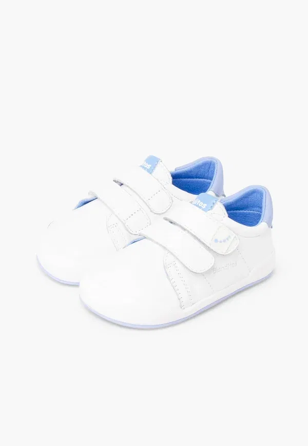 Ботинки кожаные Baby shoes Pisamonas Blanco, Y Azul, белый/синий — фото 2
