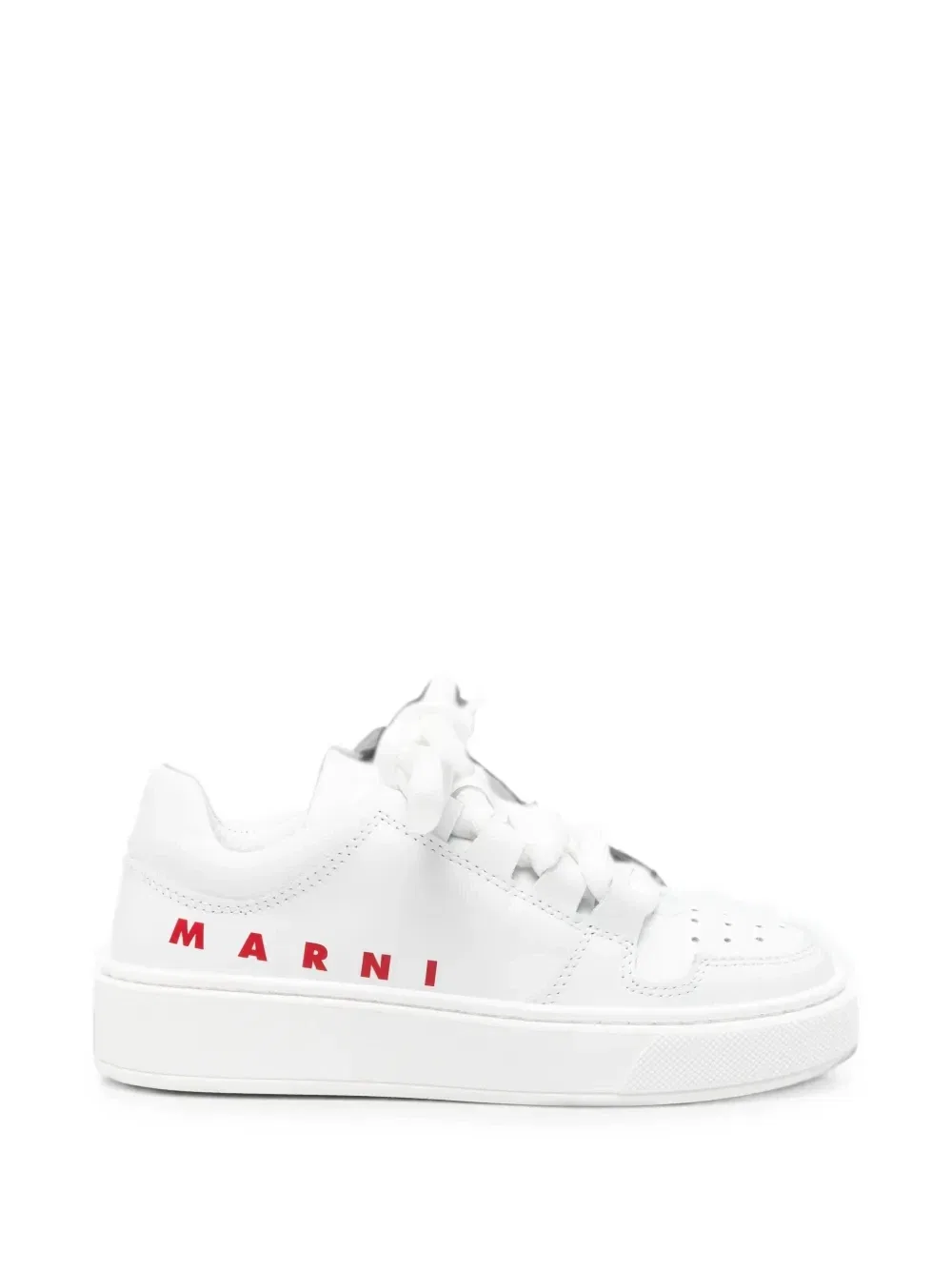 Кроссовки из кожи с принтом-логотипом Marni Kids, белый
