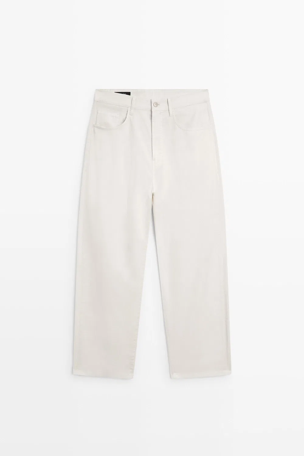 Брюки Massimo Dutti Barrel Fit Poplin Denim-Effect,  серо-бежевый — фото 2