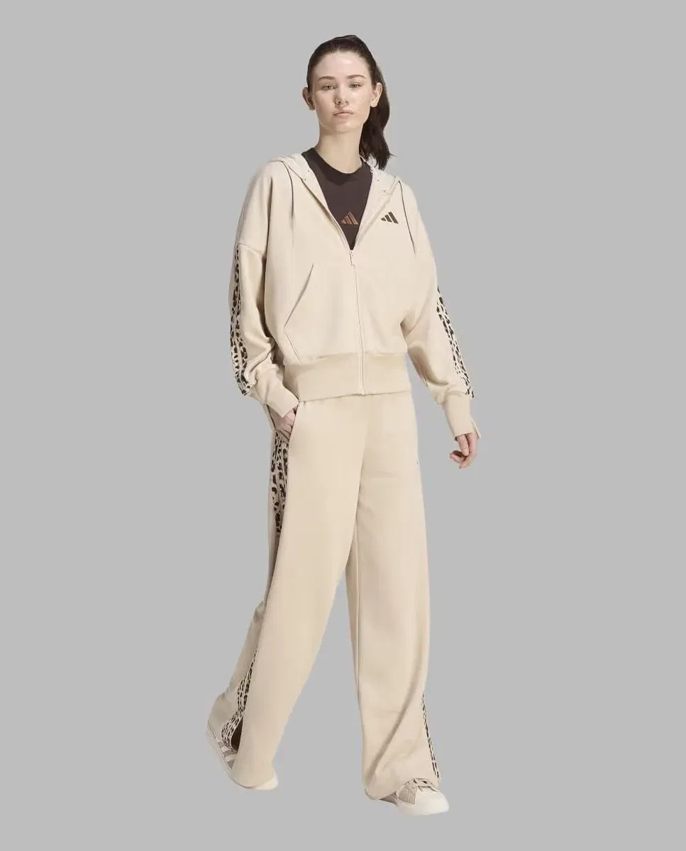 Женская толстовка с капюшоном и молнией с принтом Seasonal Essentials adidas, Beige — фото 3