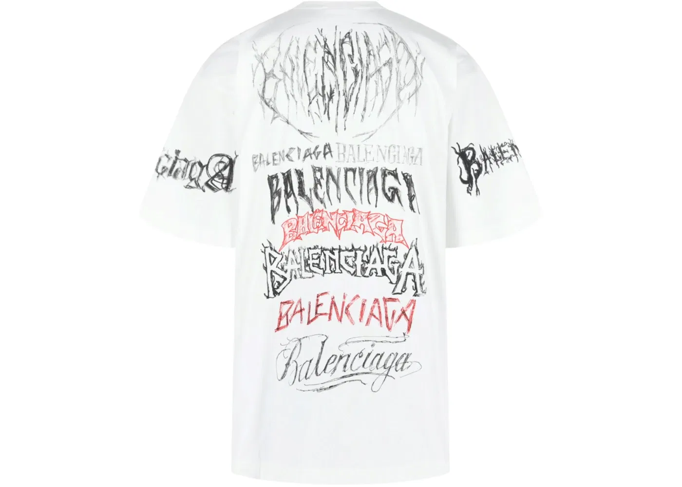 Мужская футболка с принтом DIY Metal T-Shirt Balenciaga, White/Black/Red — фото 2