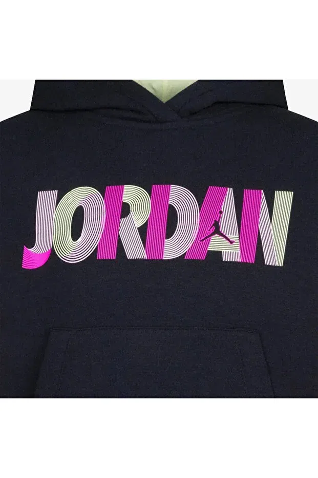 Детское худи для девочек с принтом Nike Jordan kids black casual sweatshirt, Pink — фото 4