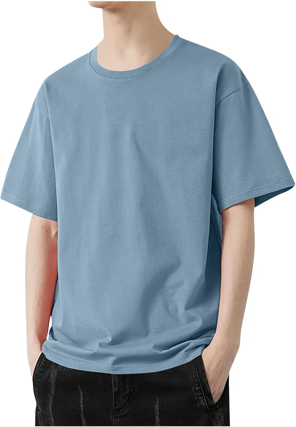 Мужская футболка свободного кроя с круглым вырезом, Light Blue