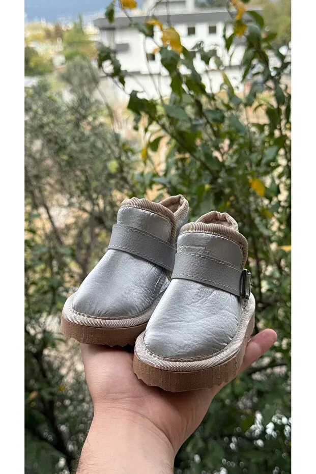 Детские ботинки для девочек с принтом Özde Shoes, Gray (Shiny) — фото 2